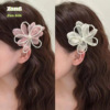 gentle sweet beige net yarn flowers barrettes 2024 new hair pin elegant pearl duckbill clip side clip headdress Specification drawing