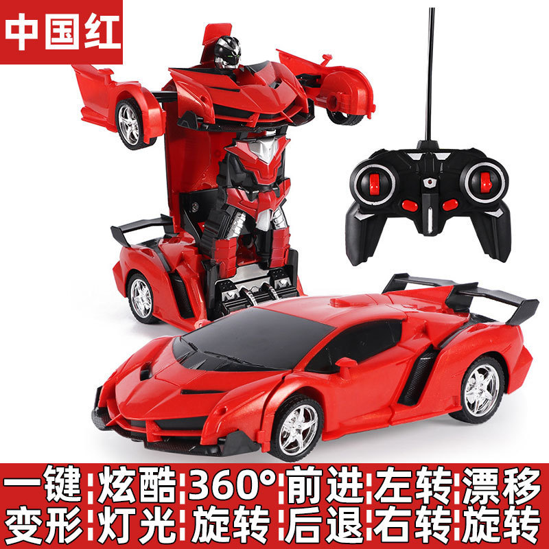 one-click remote control deformation car rc rechargeable electric racing car model police car children's remote control car sports car boy toy car details Picture