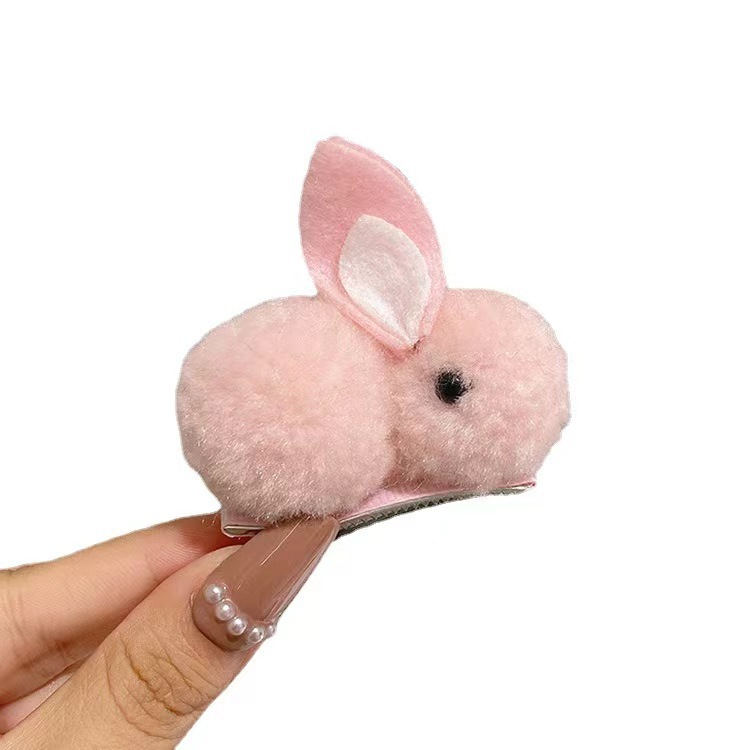 cute three-dimensional bunny barrettes push activity small gift children fluffy rabbit hairpin trending creative hair accessories female Item Picture