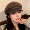 woolen octagonal hat children's 2024 autumn and winter artistic retro maillard painter cap face-showing little wild beret Item Picture