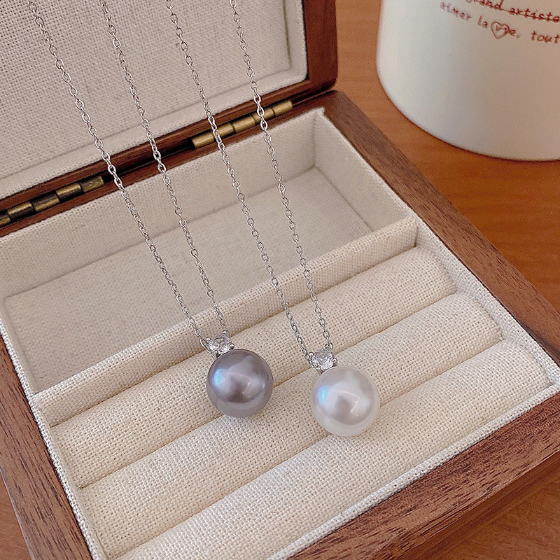 single gray pearl zircon pendant necklace for women simple niche high-grade clavicle chain light luxury new ornament Application Scenario