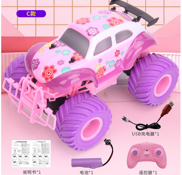 cross-border hot sale oversized climbing off-road remote-control automobile barbie doll pink hummer pickup remote control car toy full figure