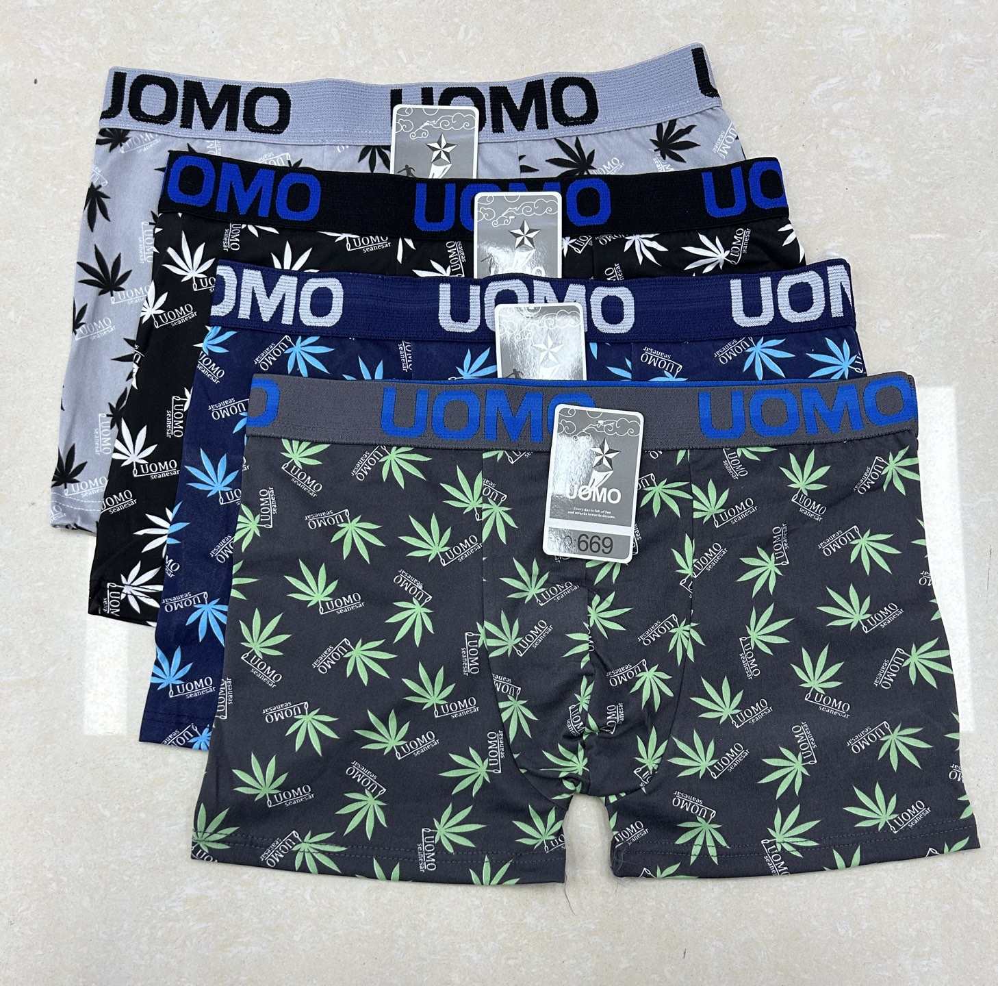 Super low price letter waist solid color men's four-corner underwear, flat underwear, comfortable flat shorts, milk silk men's underwear in stock for export to Africa details Picture