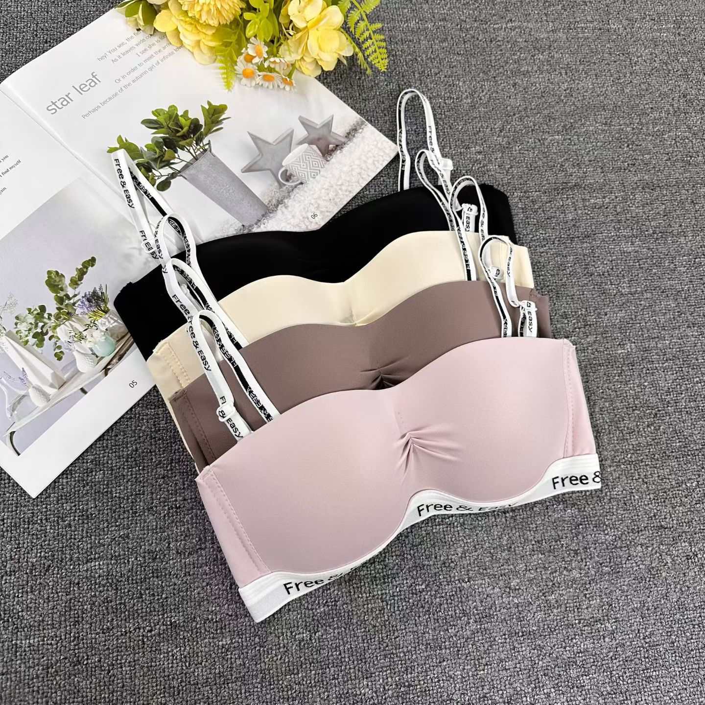 For export to Europe, America and Africa, we offer fashionable and high-quality underwear with letter straps, a beautiful back, no seams and no steel rings. Women's underwear Application Scenario
