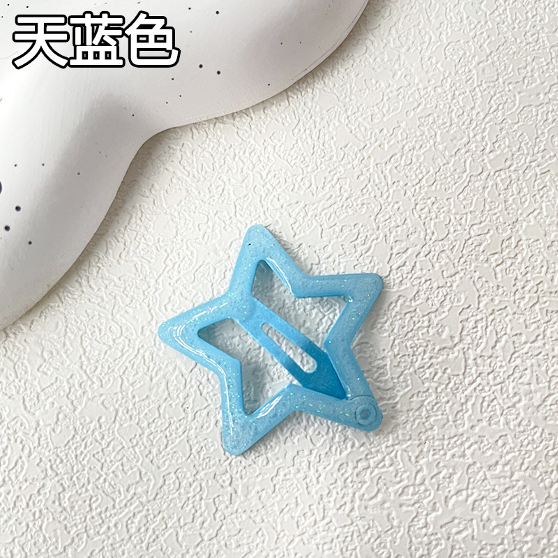 solid color xingx a pair of hairclips five-pointed star bb clip broken hair hairpin vitality girls' hairpin sweet girl bang clip side clip Specification drawing