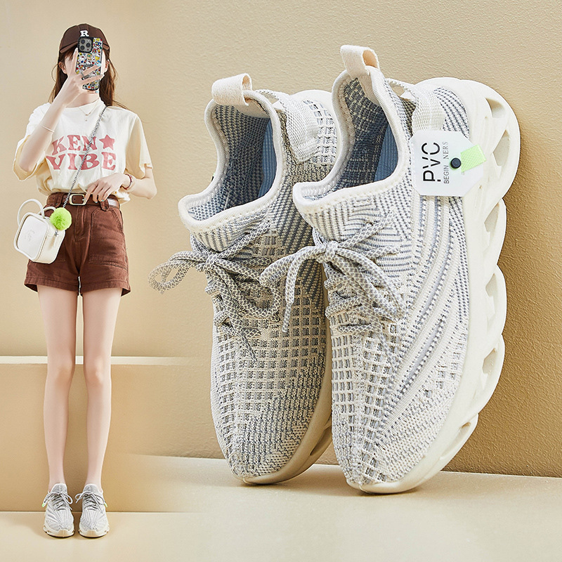 spring and summer new running shoes mesh breathable hollow mesh surface casual sneaker women's mesh surface shoes outdoor student shoes full figure