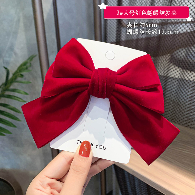 velvet big bow hairpin women's korean-style internet celebrity back head hair accessories temperament duckbill clip hairpin clip headdress full figure