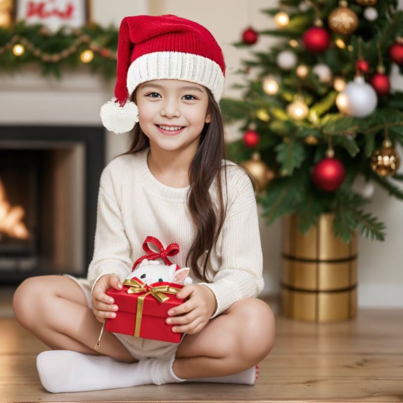 cross-border winter mom and baby parent-child new knitted hat holiday dress up santa claus warm wool hat children full figure