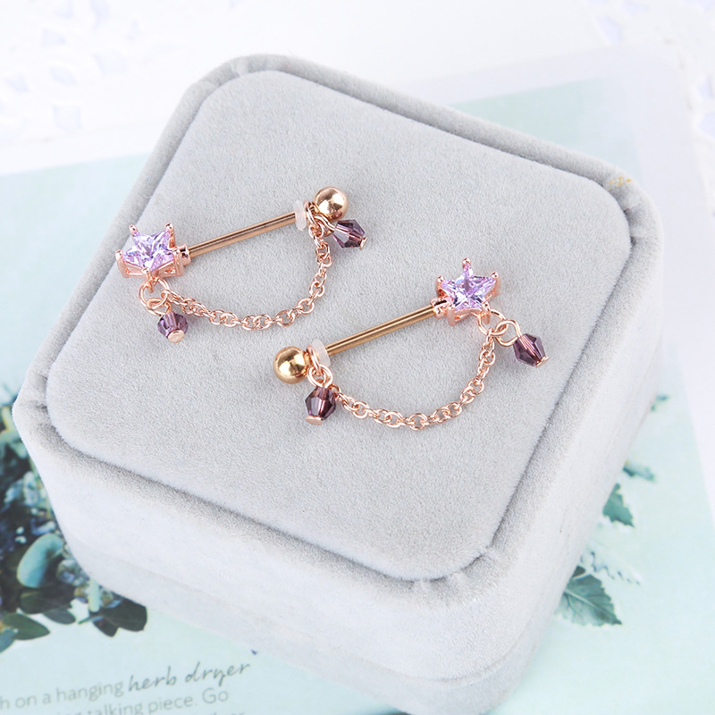 Milk nail water drop metal milk ring powder color diamond stainless steel milk nail jewelry, fashionable and trendy piercing jewelry, exquisite detail image 6