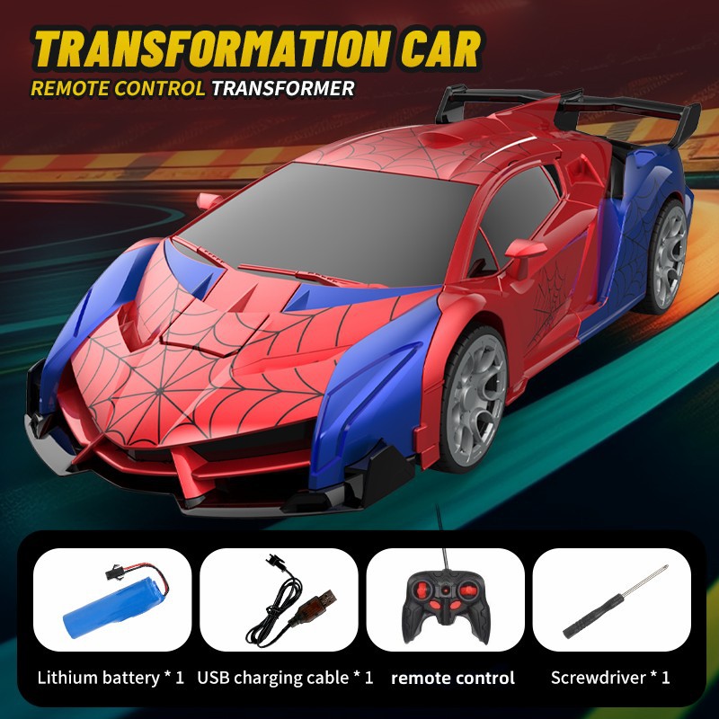 cross-border 2.4g spider deformation remote control car one-click deformation robot 1:18 electric car model children's toys full figure