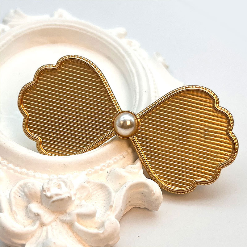 hardware veneer bow hair clip/antique style song dynasty brocade self-made diy barrettes with cover bottom embryo material package song dynasty brocade elements details Picture