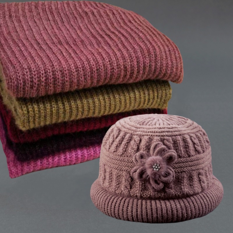 autumn and winter middle-aged and elderly thickened woolen cap old lady bucket hat children fleece-lined warm grandma knitted hat wholesale Item Picture