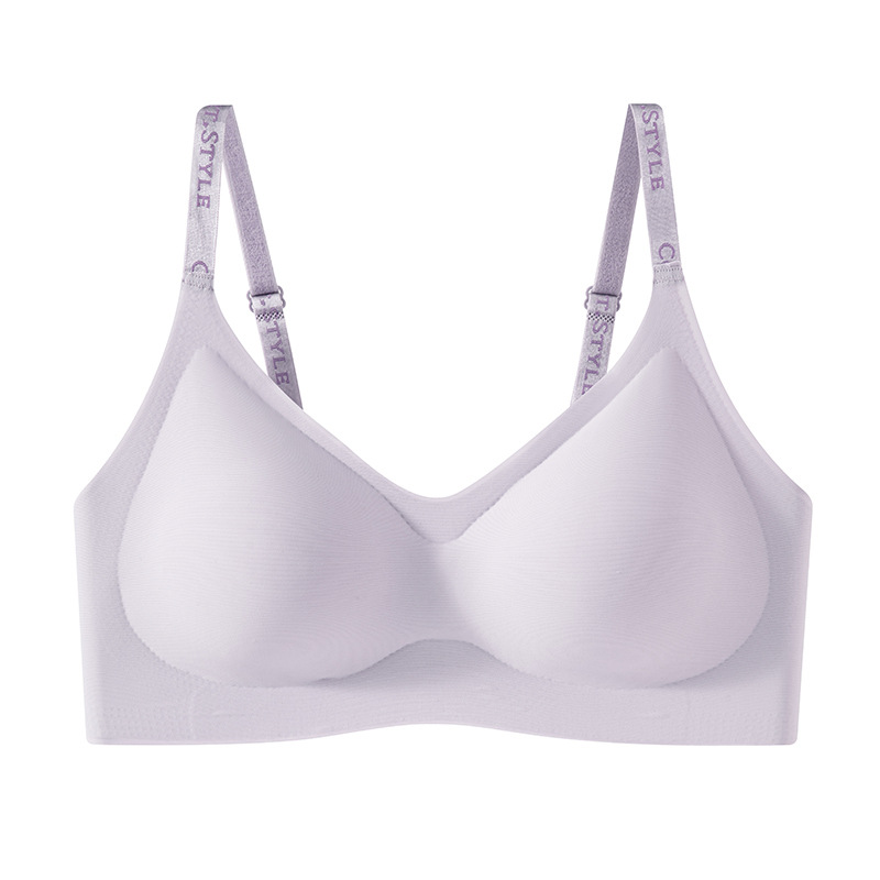 herbal initial color underwear english letter shoulder strap anti-gravity lifting female comfortable traceless ventilation gathering bra details Picture