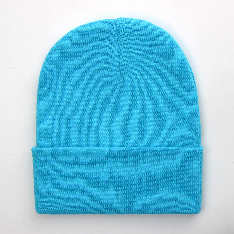 spot goods in black knitted hat men's and women's same style beanie hat big brim european and american adult fluorescent color woolen cap light board Specification drawing