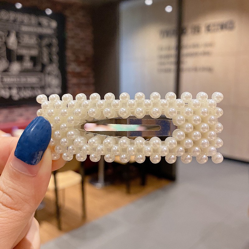 sweet rhinestone pearl barrettes korean ins style lovely hairpin retro simple bangs little clip ornament wholesale Item Picture