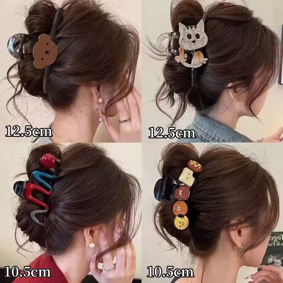 elegant grip oversized hair volume new simple hair clip back head shark clip cartoon puppy biscuit headdress full figure