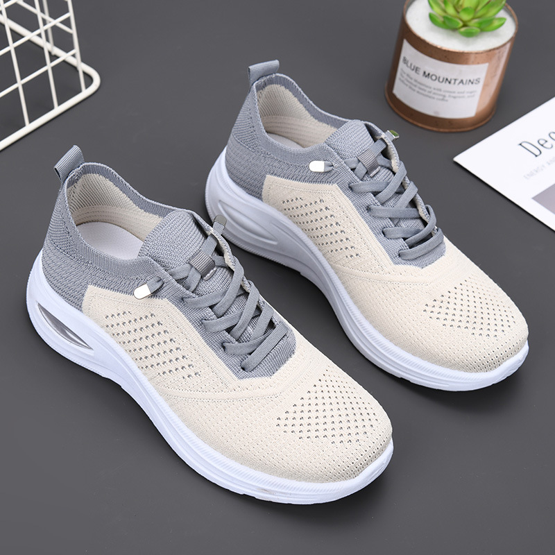 women's shoes 2025 new foreign trade women's shoes casual lace-up socks subnet shoes soft sole sneakers women Specification drawing