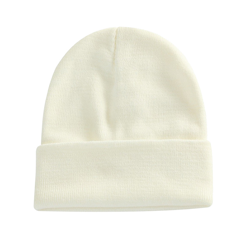 spot goods in black knitted hat men's and women's same style beanie hat big brim european and american adult fluorescent color woolen cap light board details Picture