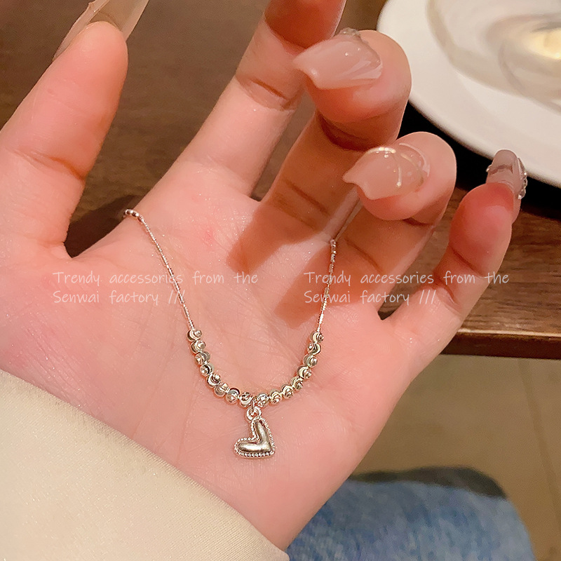 small pieces of silver love necklace for women light luxury minority cold style sweater chain high sense all-match super hot ornament wholesale details Picture