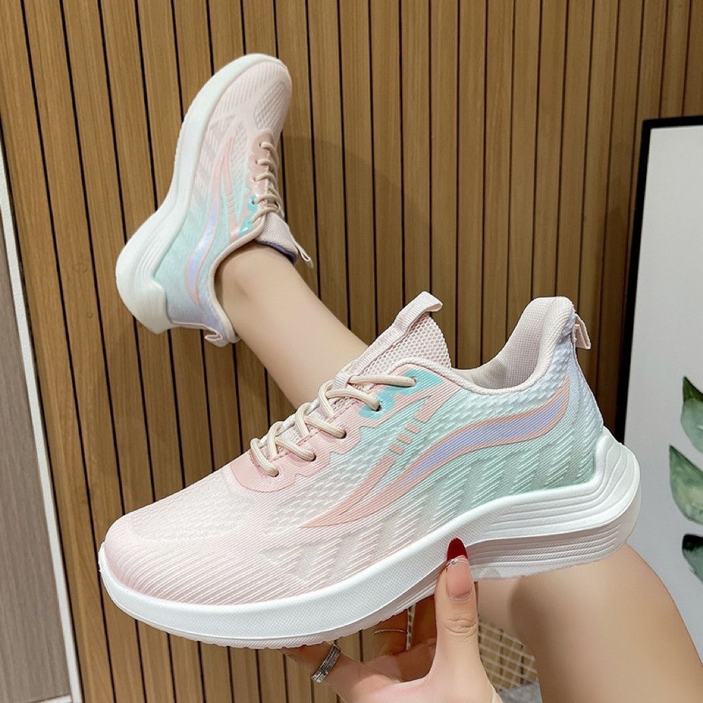 2025 new spring and autumn new lightweight running shoes sneaker breathable shock absorption soft bottom student women's casual running shoes Specification drawing