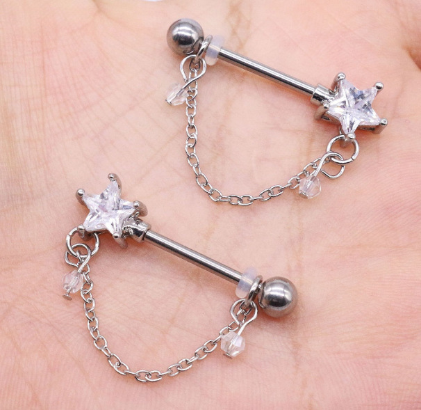 Milk nail water drop metal milk ring powder color diamond stainless steel milk nail jewelry, fashionable and trendy piercing jewelry, exquisite detail image 5