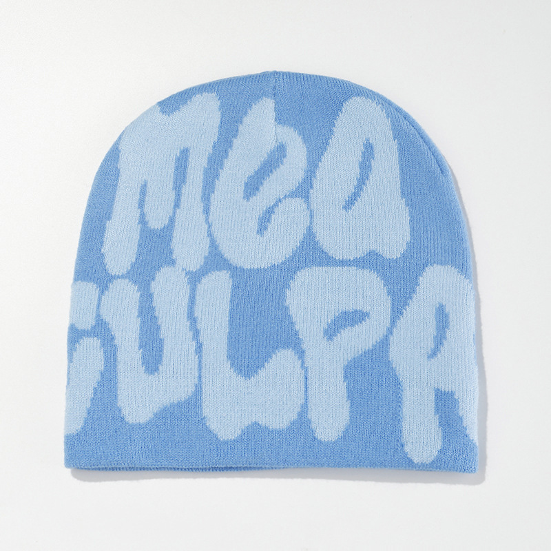 cross-border hot knitted hat hip hop letter mea beanie hat men and women street winter warm jacquard woolen cap Specification drawing