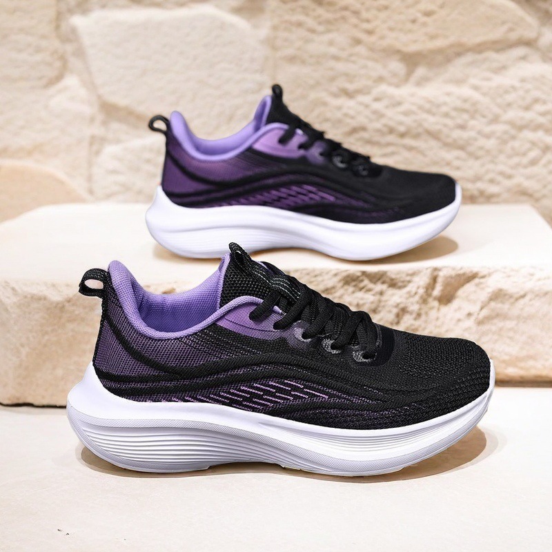 spring and autumn new fly-knit sneakers women's mesh lightweight soft sole shock absorption ultra-light running shoes casual shoes trade Item Picture