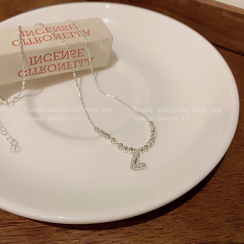 small pieces of silver love necklace for women light luxury minority cold style sweater chain high sense all-match super hot ornament wholesale Application Scenario