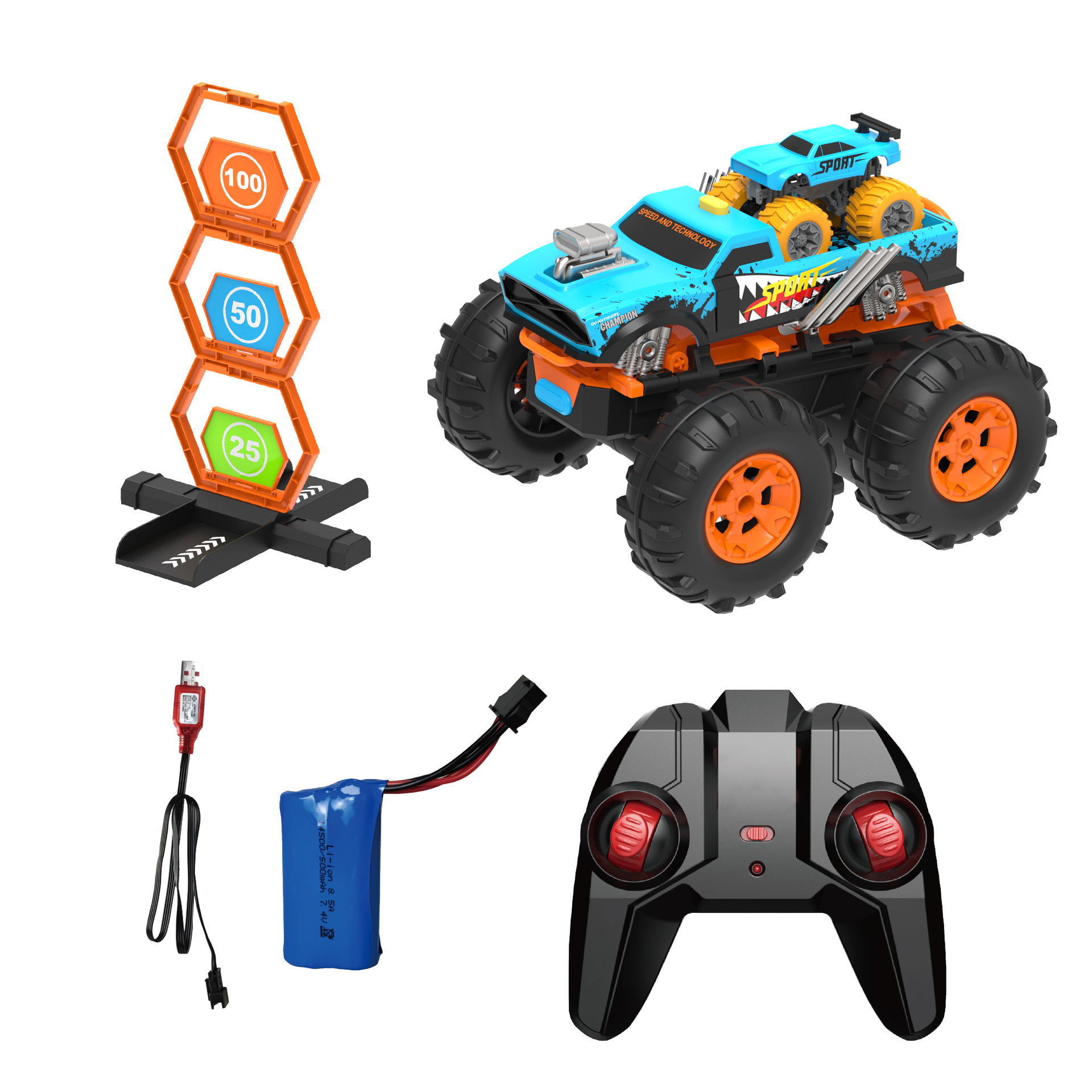 cross-border hot 2.4g remote control off-road vehicle 360 degrees rotating off-road deformation catapult car remote control car boy toy full figure