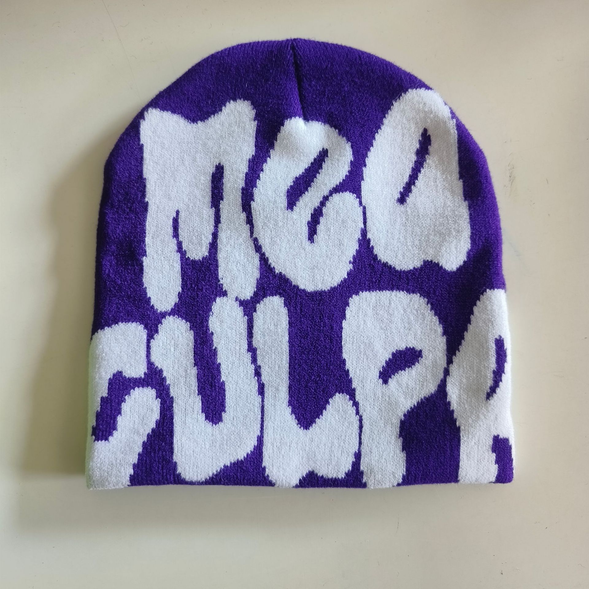 cross-border hot knitted hat hip hop letter mea beanie hat men and women street winter warm jacquard woolen cap full figure