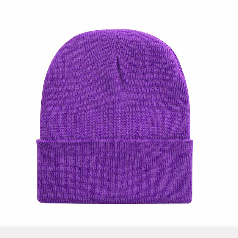spot goods in black knitted hat men's and women's same style beanie hat big brim european and american adult fluorescent color woolen cap light board full figure