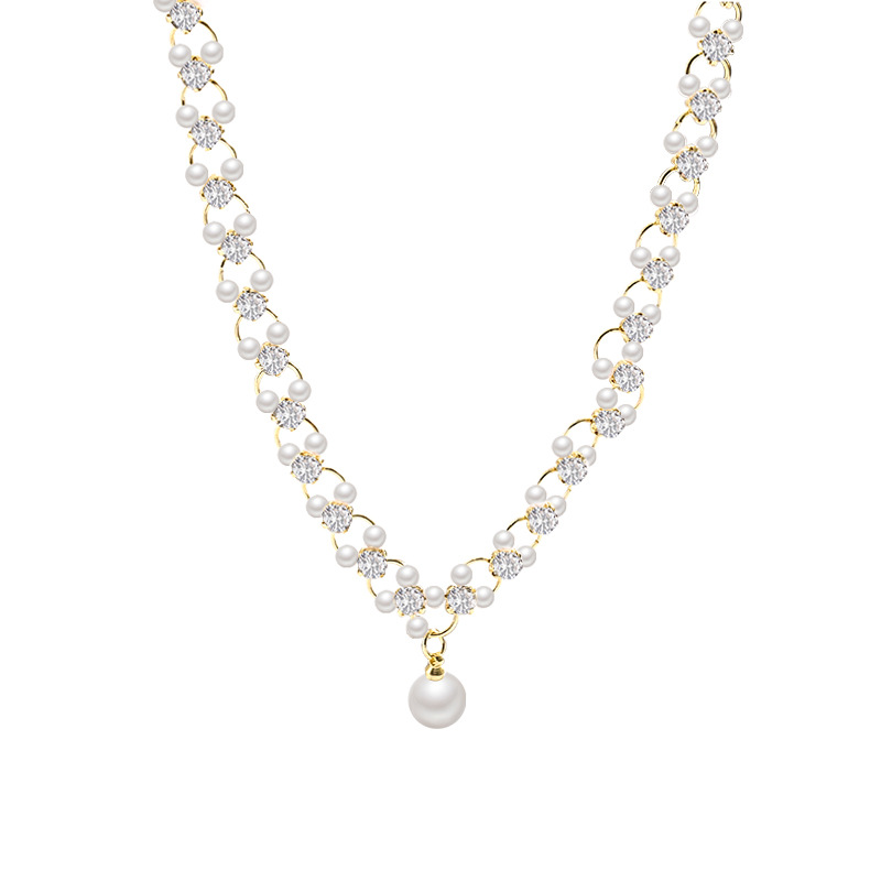 retro french design pearl necklace for women light luxury temperament ins style socialite necklace all-match baroque accessories Item Picture