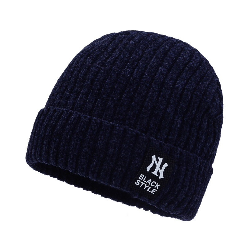 autumn and winter new men's korean warm knitted hat outdoor velvet cold protection sleeve cap youth yarn hat Item Picture