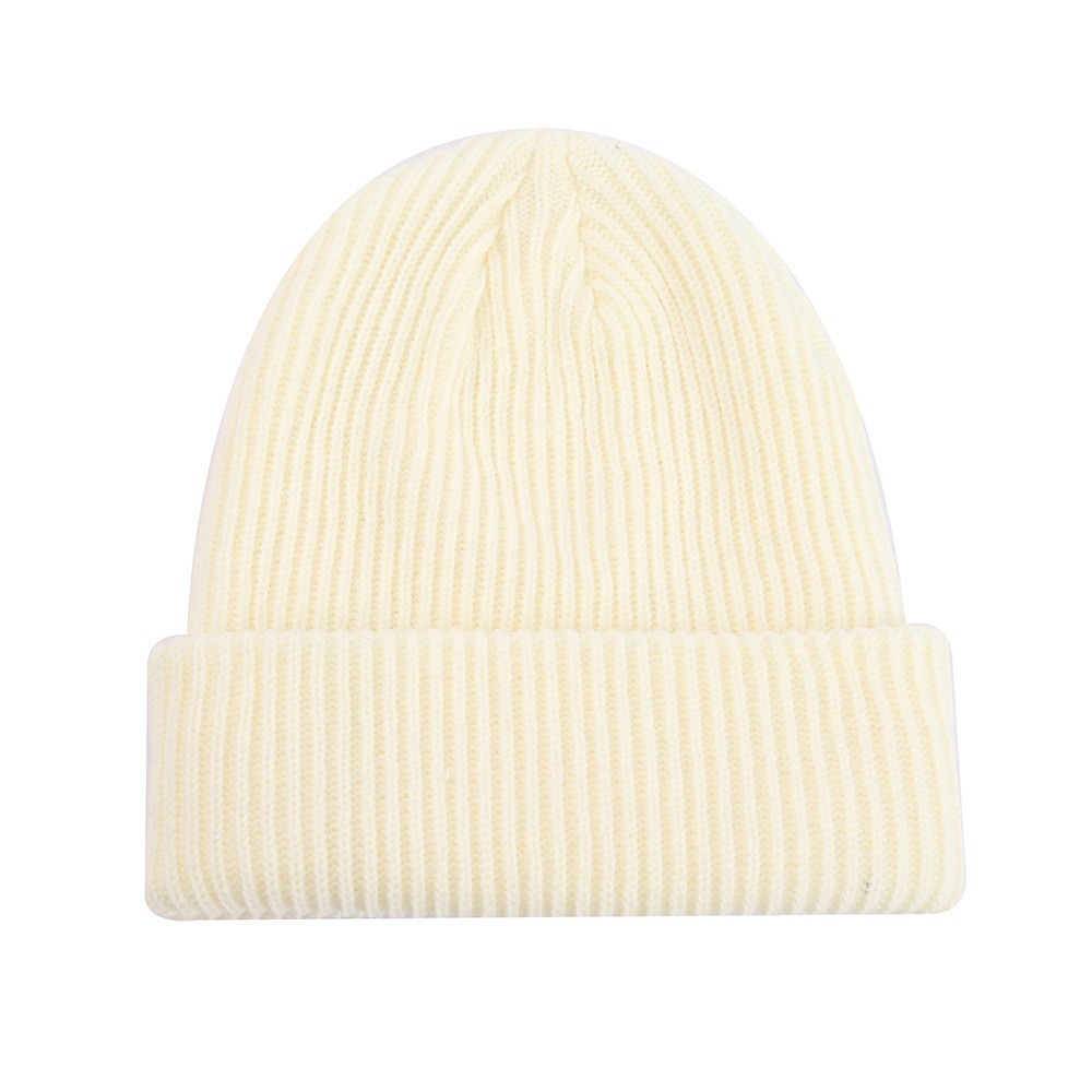 winter warm thickened all-matching european and american dome knitted hat curling fashion hat solid color pullover adult woolen cap Specification drawing