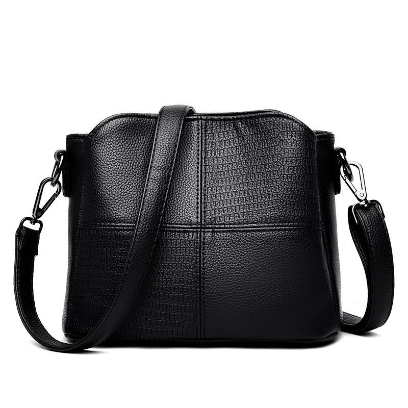 women's messenger bag 2024 new soft leather retro ladies bag simple casual small bucket bag casual multilayer one shoulder bag full figure