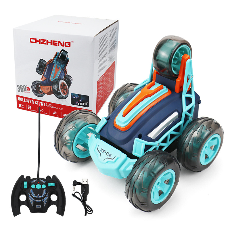 cross-border tiktok 5-wheel stunt dumptruck wireless remote control dazzling 360-degree rotating remote control car boy and children's toy full figure