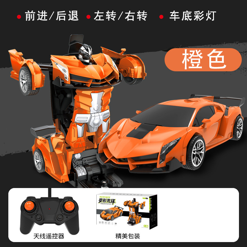cross-border 1:18 one-click deformation remote-control automobile 2.4g electric racing car diamond robot children's toy car model Item Picture