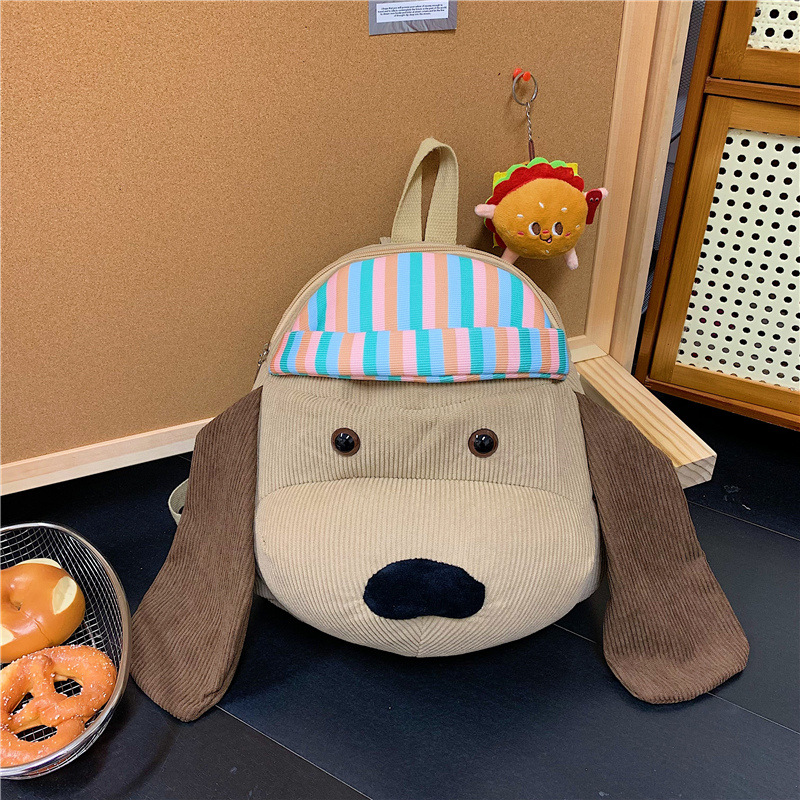 cartoon ins cute hat puppy backpack bags female special-interest design fashion all-match large capacity student schoolbag full figure
