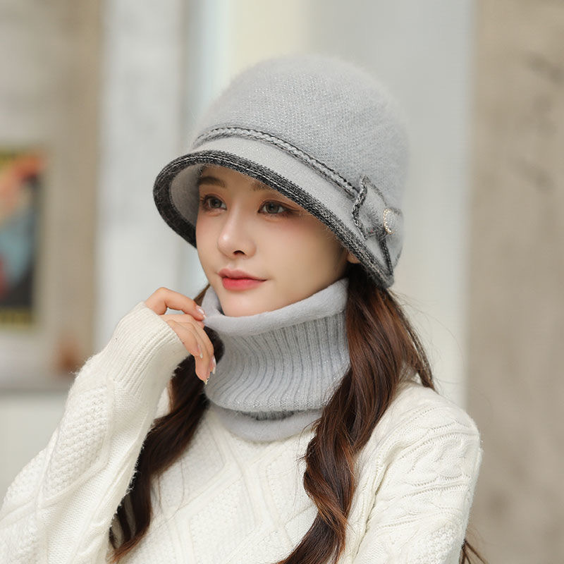 hat female autumn and winter wild western style middle-aged and elderly fleece-lined windproof cycling cold-proof winter warm mother woolen cap Specification drawing