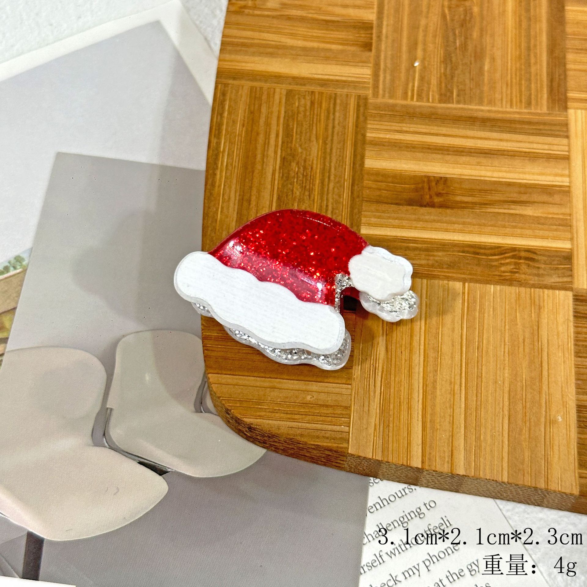 christmas series small flat clip christmas hat gingerbread man cute funny style holiday small hairclip bangs cropped hair clip children Application Scenario