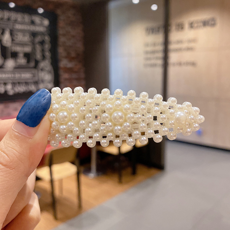 sweet rhinestone pearl barrettes korean ins style lovely hairpin retro simple bangs little clip ornament wholesale Specification drawing