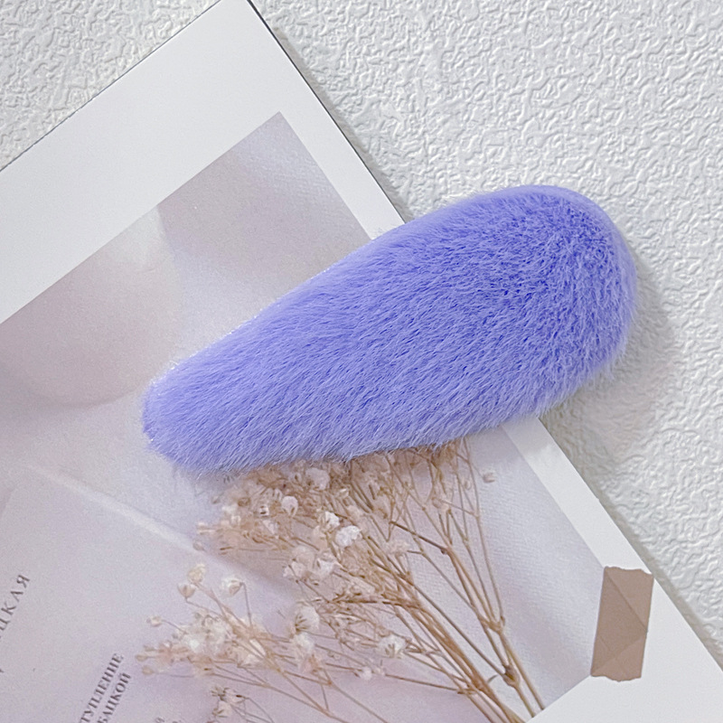 korean ins imitation rabbit fur plush barrettes internet celebrity autumn and winter sweet girl candy color fringe clip hairpin side Item Picture