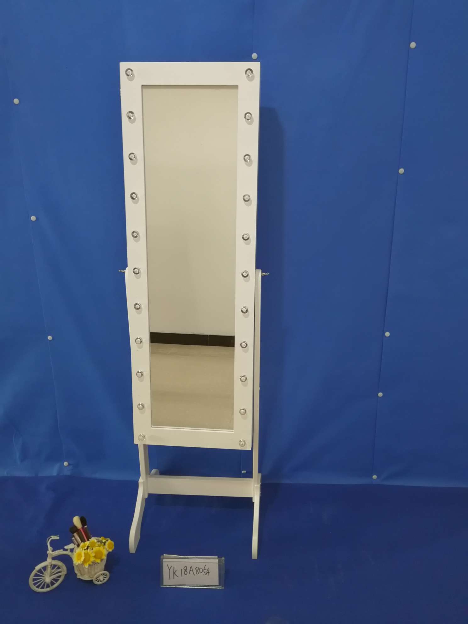 白色加灯珠珠宝首饰收纳镜柜镜后收纳