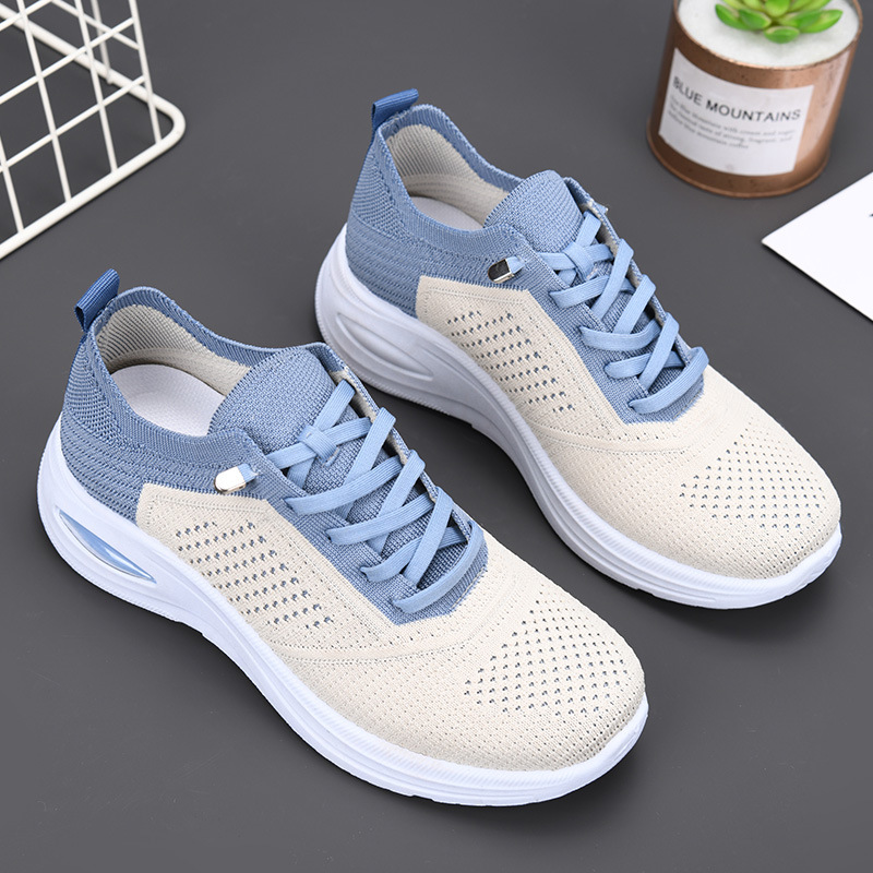 women's shoes 2025 new foreign trade women's shoes casual lace-up socks subnet shoes soft sole sneakers women details Picture