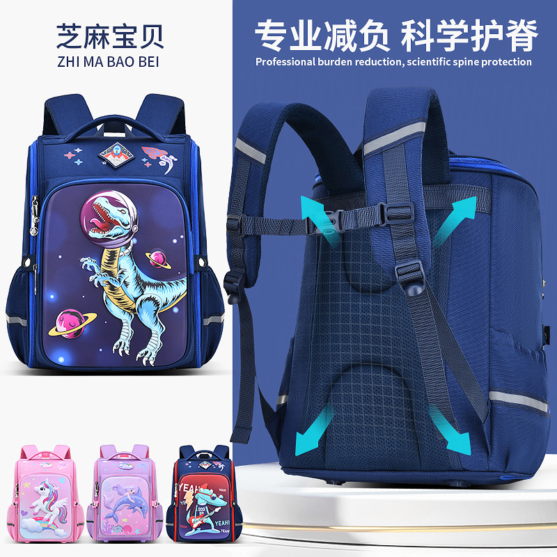 new primary school student schoolbag male grade 1-3-6 cartoon cute schoolbag for children one-piece open backpack details Picture
