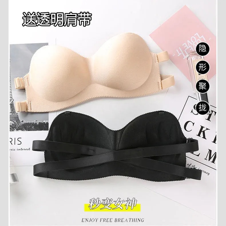 sexy tube top underwear push up strapless bra beauty back anti-slip traceless tube top without steel ring small chest push up outer wear Application Scenario