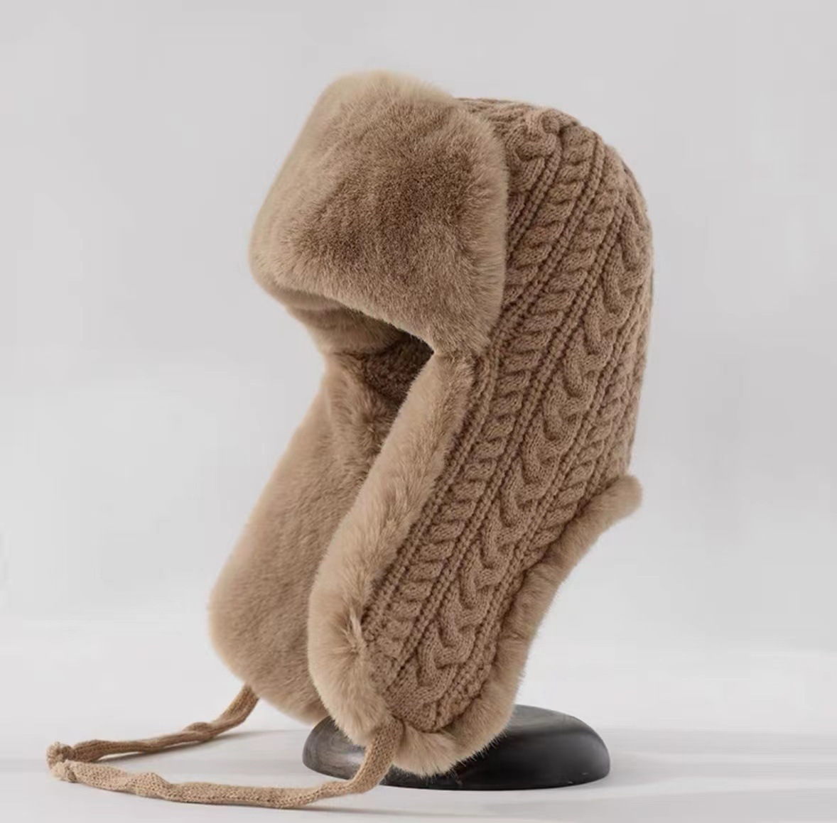korean style winter fleece-lined thickened woolen cap children's cute knitted hat ear protection ski cap cycling thermal lei feng cap full figure