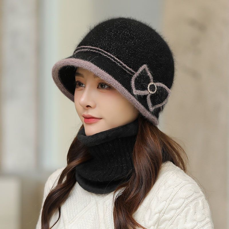 hat female autumn and winter wild western style middle-aged and elderly fleece-lined windproof cycling cold-proof winter warm mother woolen cap Item Picture