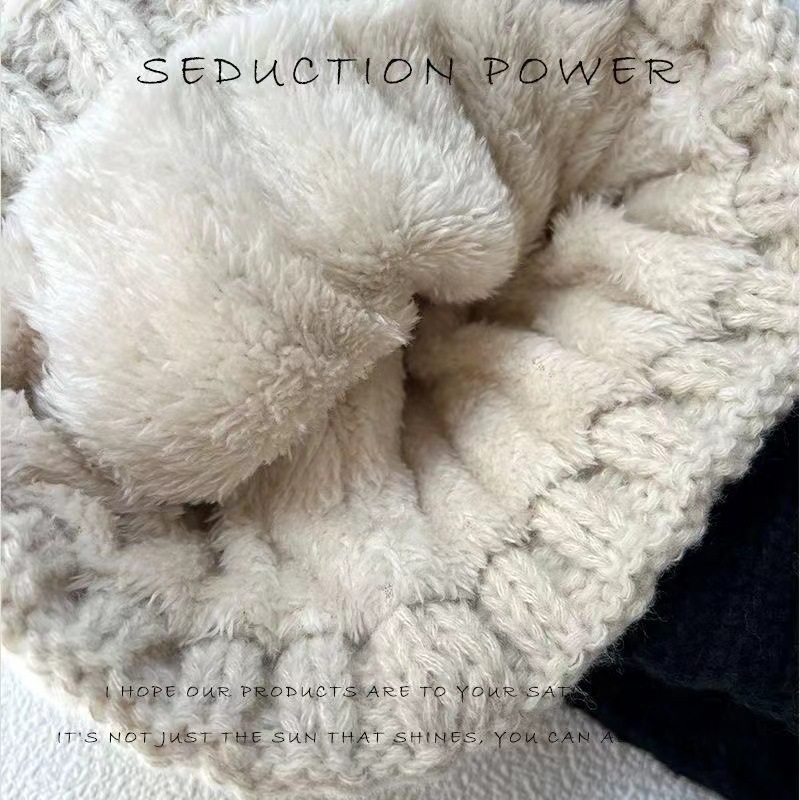 wool hat knitted hat new winter big brim all-matching warm european and american solid color women's fleece-lined Application Scenario
