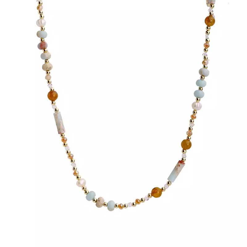 2025 new colorful beaded necklace for women new chinese retro summer light luxury dopamine bracelet accessories wholesale Item Picture